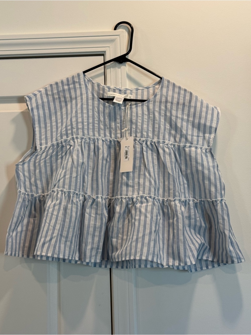 Altar’d State NWT Striped Tiered Sleeveless Top - Light Blue & White